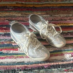 Onitsuka Tiger Silver and White Low-Top Sneakers